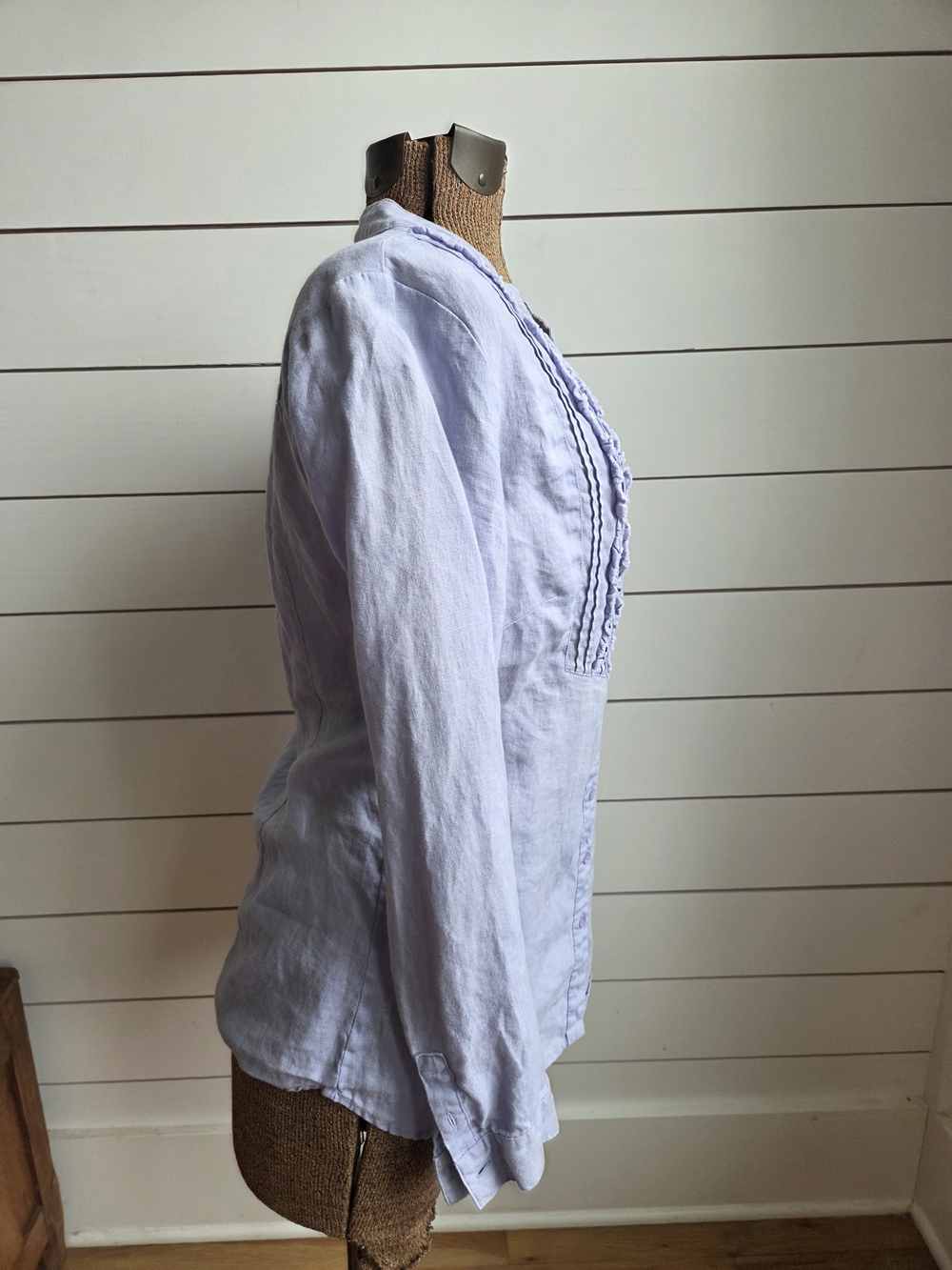 Boden Linen RuffledButton-Down Blouse - Picture 3 of 9